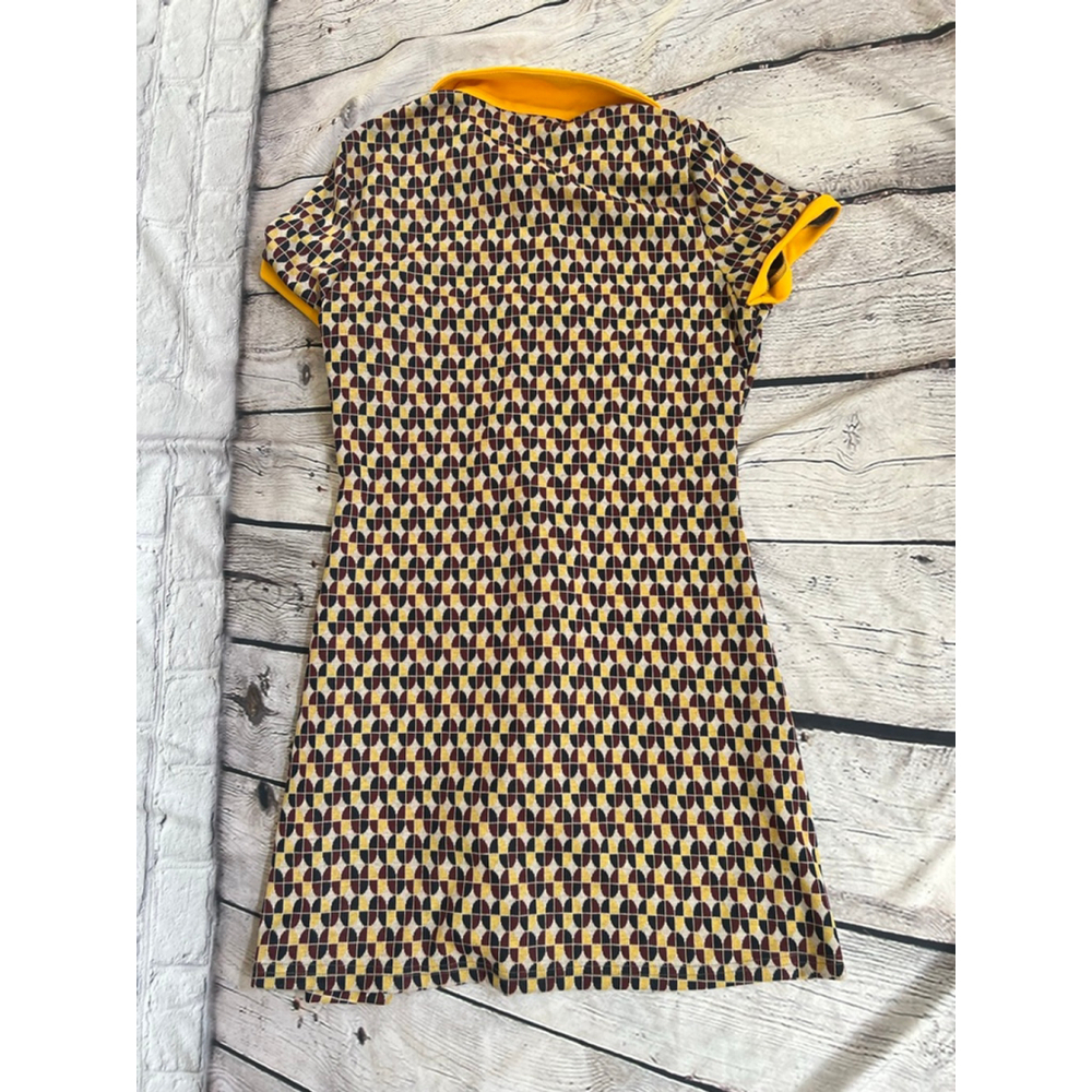 NEW Women's SHEIN MOD Brown & Yellow Geometric Mini Dress L - Picture 5 of 7